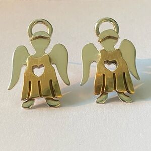 Vintage Mexico 925 Silver Two Tone Angel Earrings